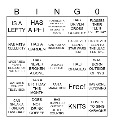 FIND SOMEONE WHO ... Bingo Card