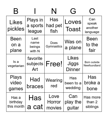 Icebreaker Bingo Card