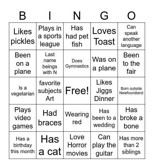 Icebreaker Bingo Card