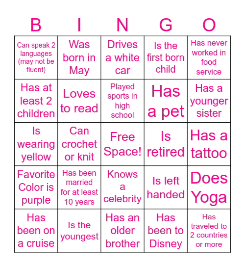 MINGLE BINGO - Find Someone Who/Whose Bingo Card