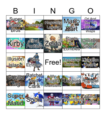 Video Game Bingo Card