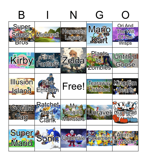 Video Game Bingo Card