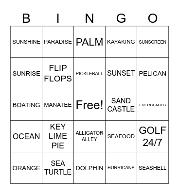 Florida B-I-N-G-O Bingo Card