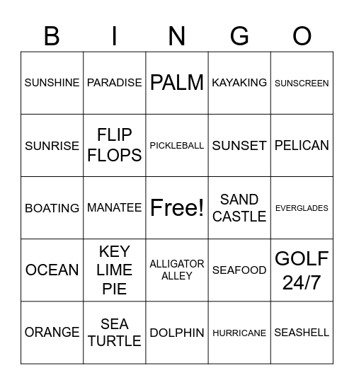 Florida B-I-N-G-O Bingo Card