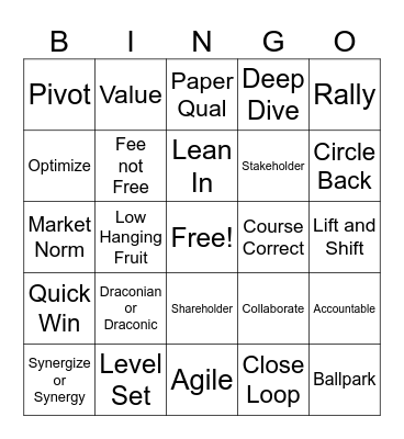 Con Call Bingo Card