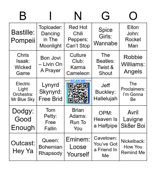 Alex Dobson Music Bingo - Round 1 Bingo Card