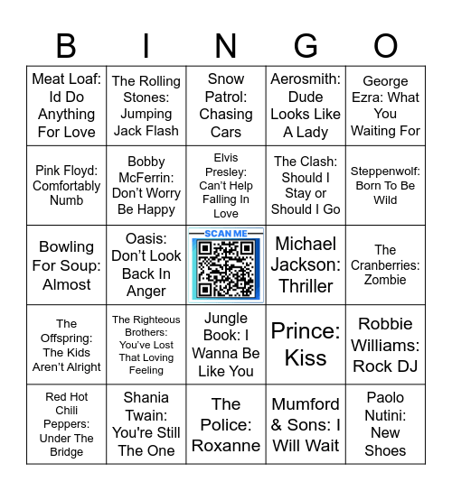 Alex Dobson Music Bingo - Round 2 Bingo Card