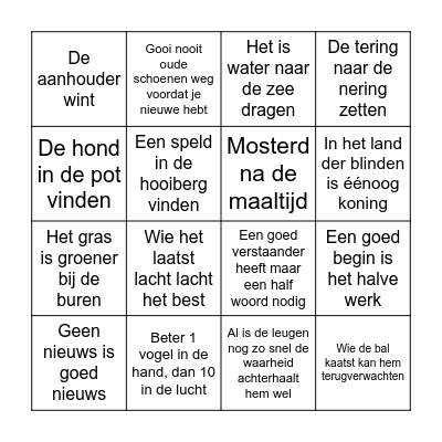 Spreekwoorden en gezegdes Bingo Card