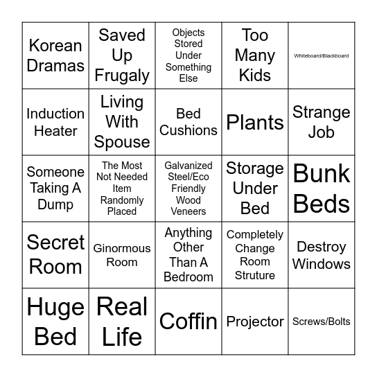 Home Design Bingo Card