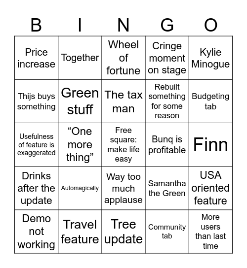 Bunqgo Bingo Card