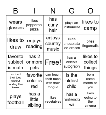 Human Bingo Card