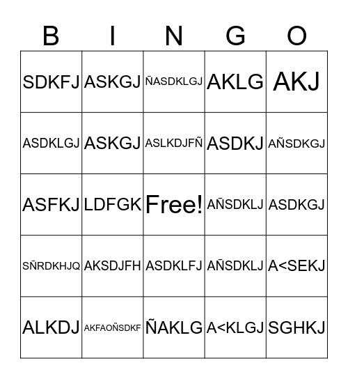 LALALAL Bingo Card
