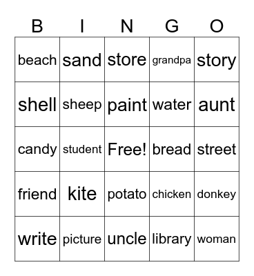Book 1 Bingo Version 2 Bingo Card