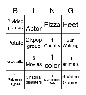 oginB Bingo Card