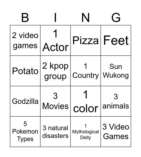 oginB Bingo Card