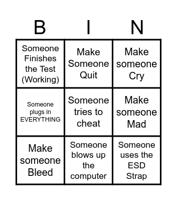 Computer Technician Test Bingo Card