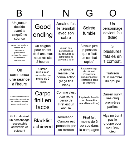 Bingo de la Campagne Bingo Card