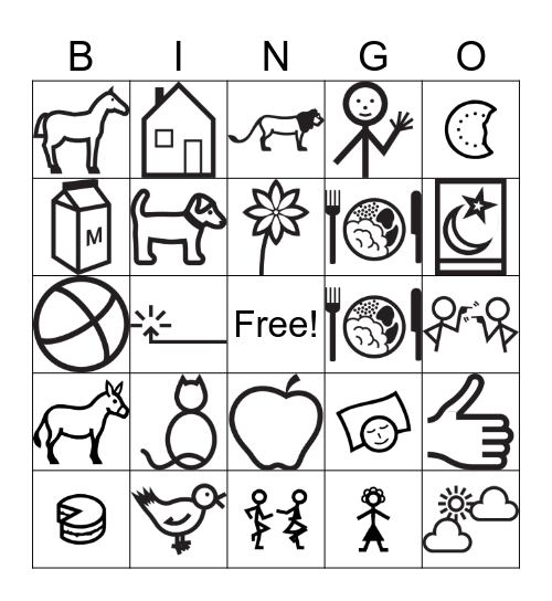 Makaton Clair Bingo Card