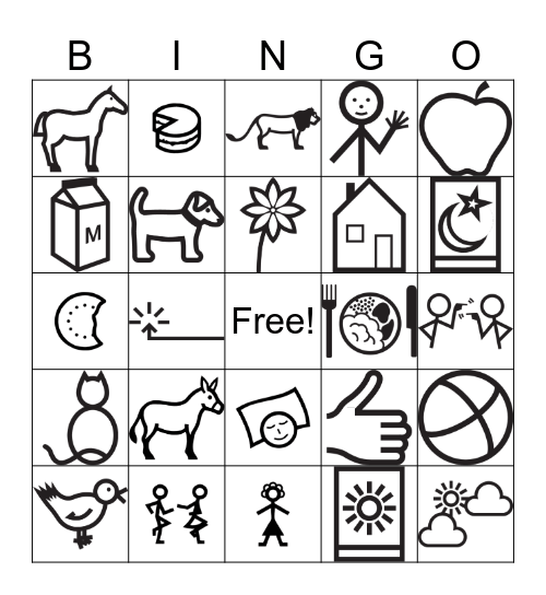 Makaton Clair Bingo Card