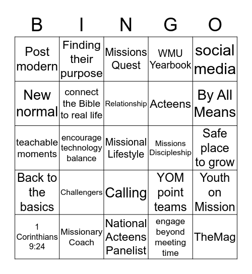 Challenging Transformation in Teens Bingo Card