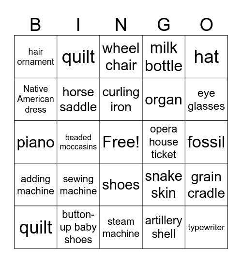 Richmond Relic Hall Bingo Card