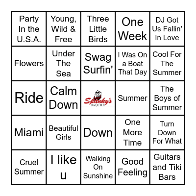 SPANKY'S BINGO LUAU 5/14/24 Bingo Card