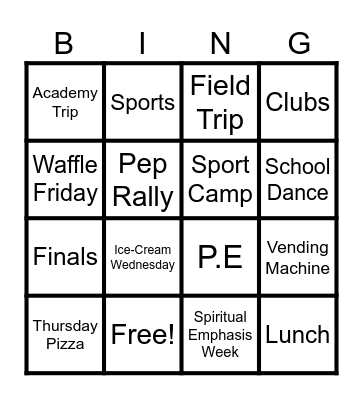 Patriot Ping Bingo Card