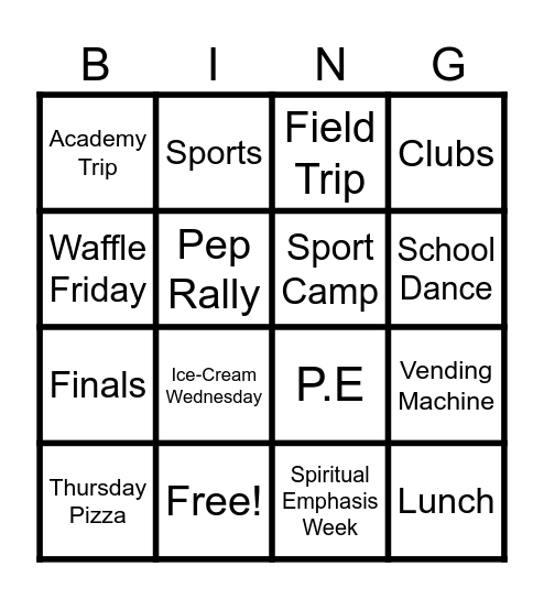 Patriot Ping Bingo Card