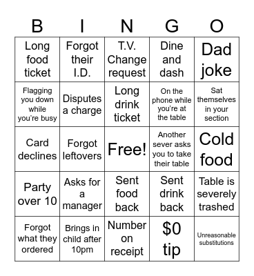 Server bingo Card