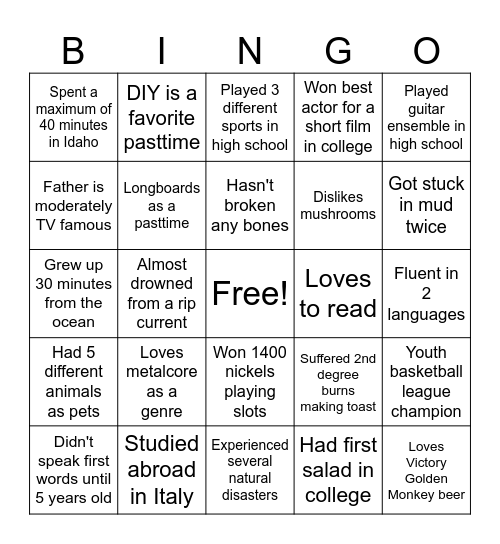 KAT BINGO Card
