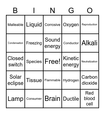 Science Stage 7 Revision Bingo Card