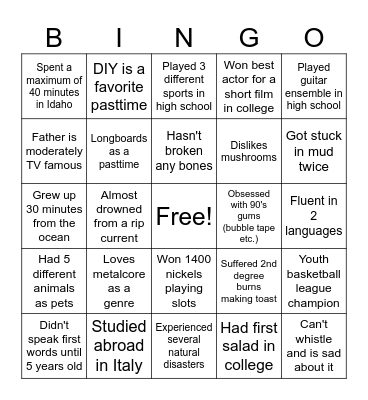 KAT BINGO Card