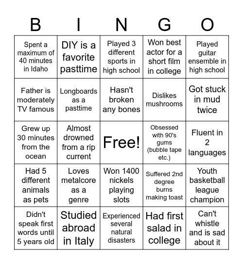KAT BINGO Card