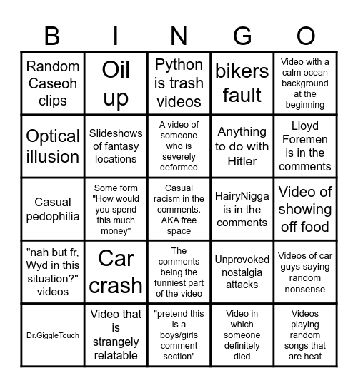 Instagram reels bingo card Bingo Card