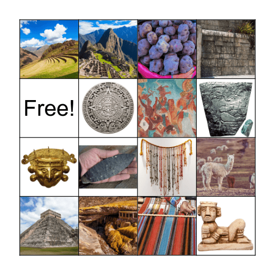 Inca and Mayan Empires Bingo Card