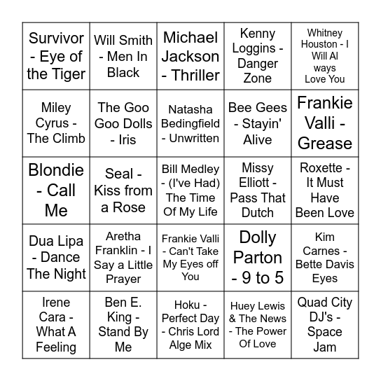 Film Soundtracks Bingo Card