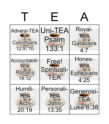 GSBC Ladies TEA Bingo Card