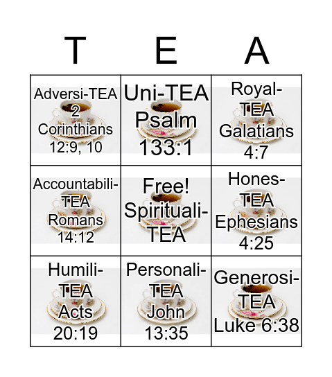 GSBC Ladies TEA Bingo Card