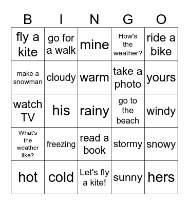 2 klasa, 8 unit Bingo Card