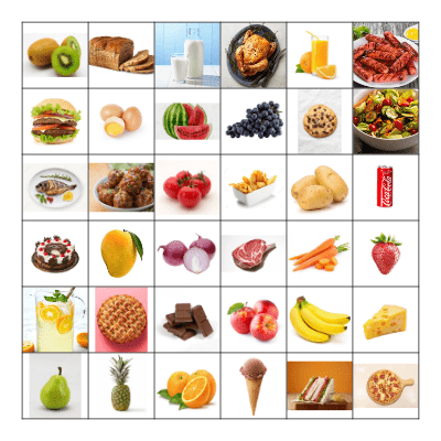 Food Bingo Card