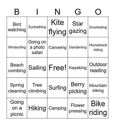 SPRINGTIME  FUN! Bingo Card