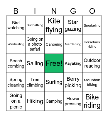 SPRINGTIME  FUN! Bingo Card