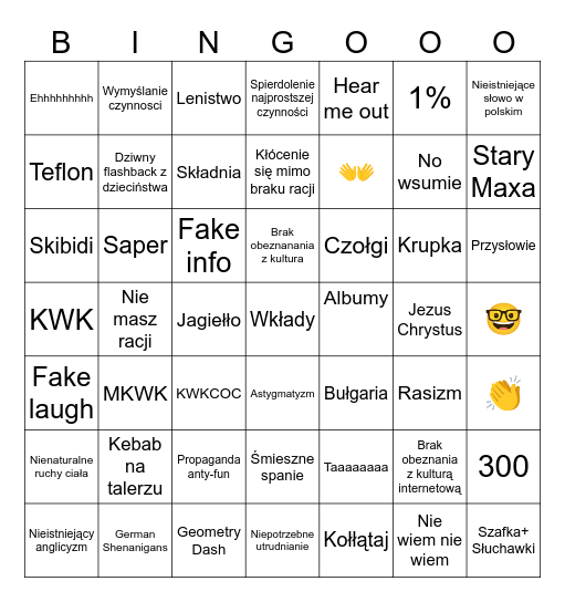 Maxymkowe bingo Card