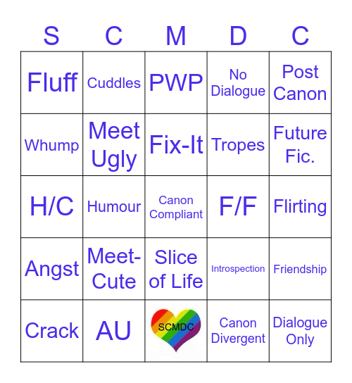 Schitt’s Creek Monthly Drabble Challenge Bingo Card Bingo Card