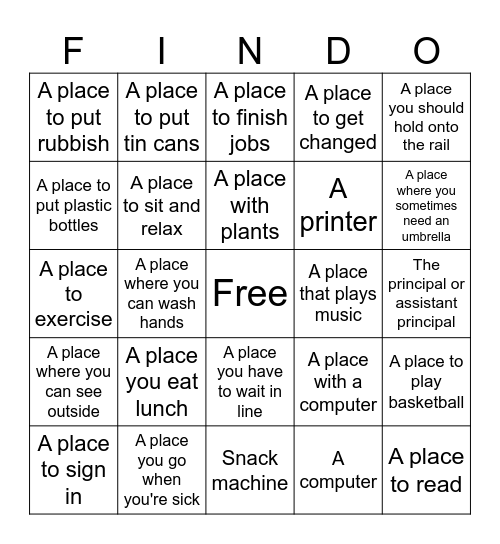 College Scavenger Hunt! Bingo Card