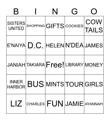 Traveling with Sisters United  Bingo Card