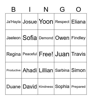 Findley 2024 Bingo Card