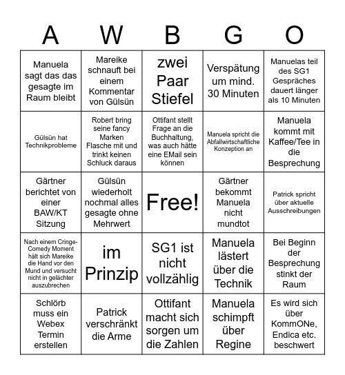 SG1 Bingo Card