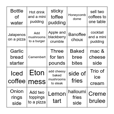 Teamwork/Upsell Bingo Card