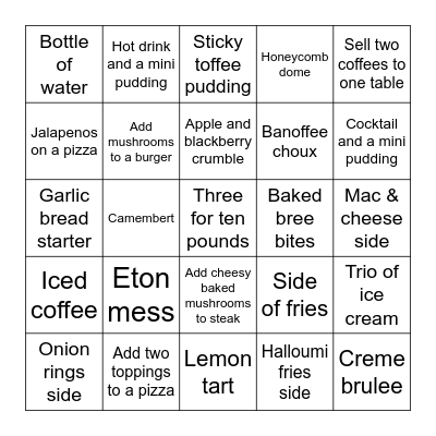 Teamwork/Upsell Bingo Card